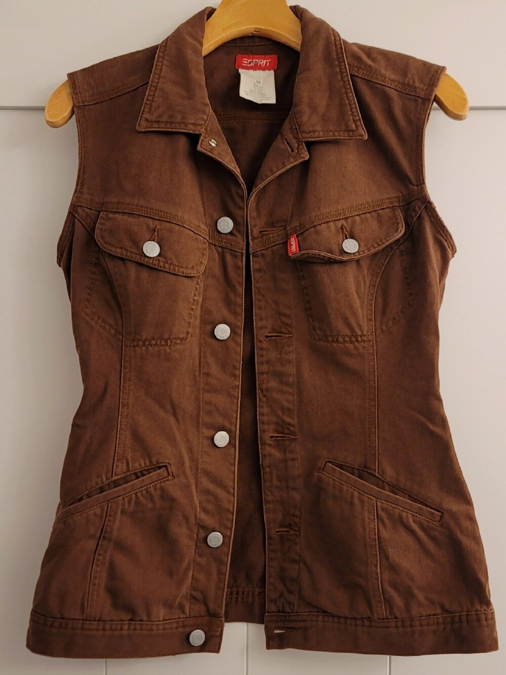Esprit Women’s Dark Brown Sleeveless Denim Vest Size M